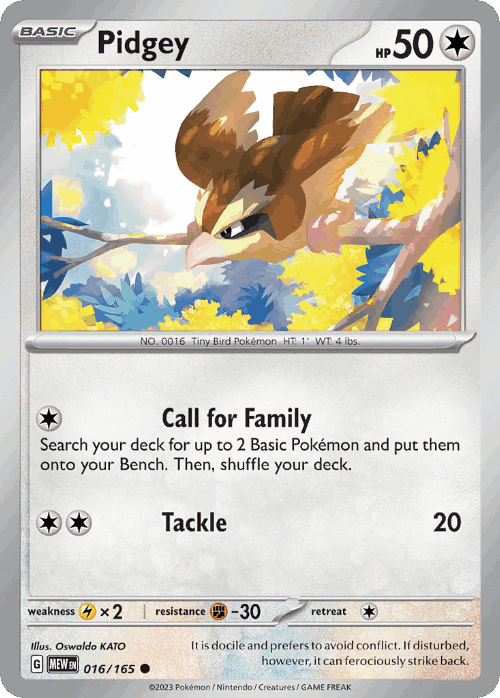 Pidgey #16 from 151 - Common - Illustrated by Oswaldo KATO
