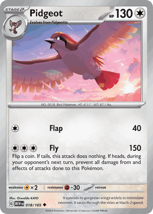 Pidgeot Pokémon TCG card art