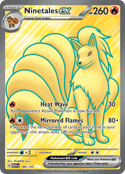 Ninetales ex #186 from 151 - Ultra Rare - Illustrated by PLANETA Tsuji