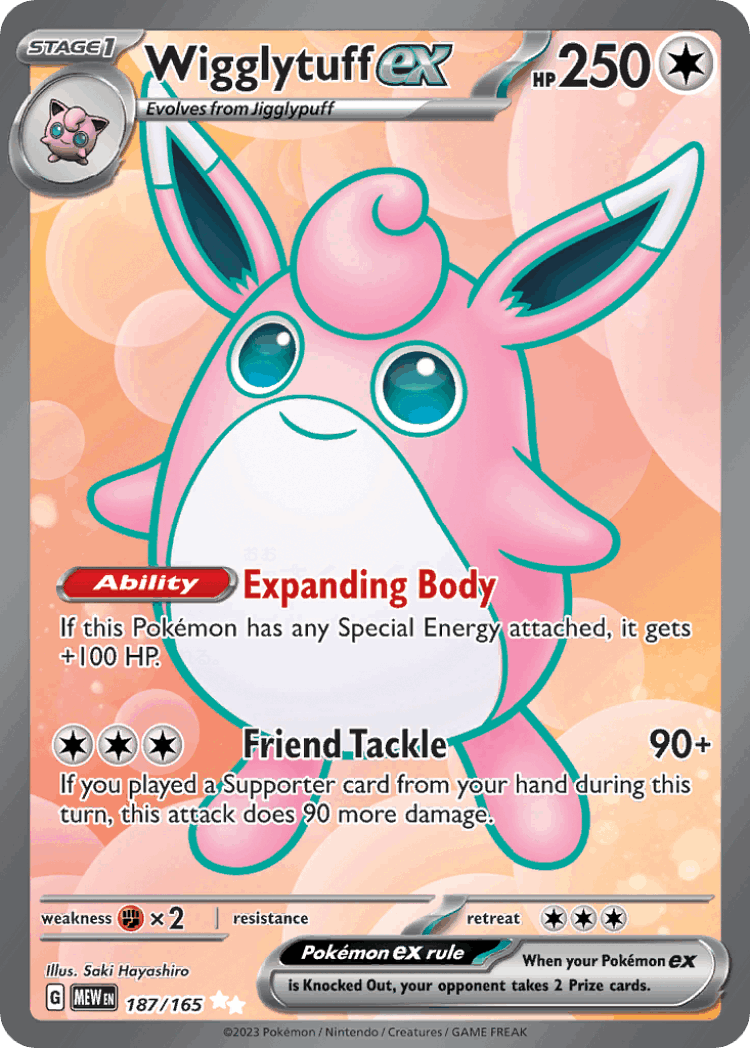 Wigglytuff ex #187 from 151 - Ultra Rare - Illustrated by Saki Hayashiro