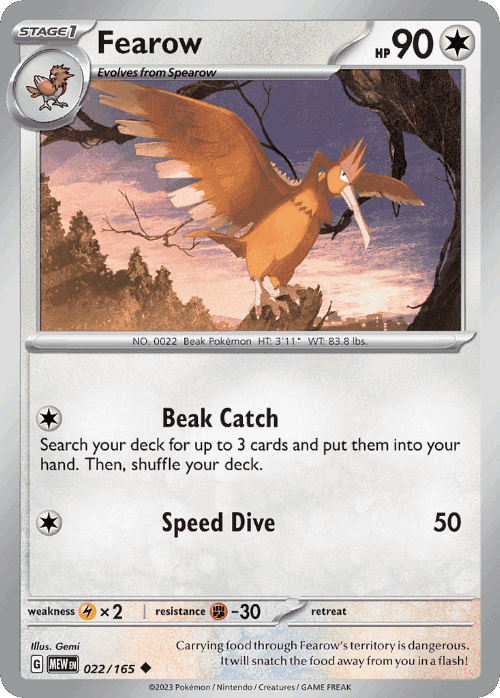 Fearow #22 from 151 - Uncommon - Illustrated by Gemi