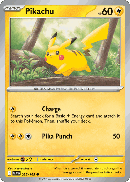 Pikachu #25 from 151 - Common - Illustrated by Naoyo Kimura