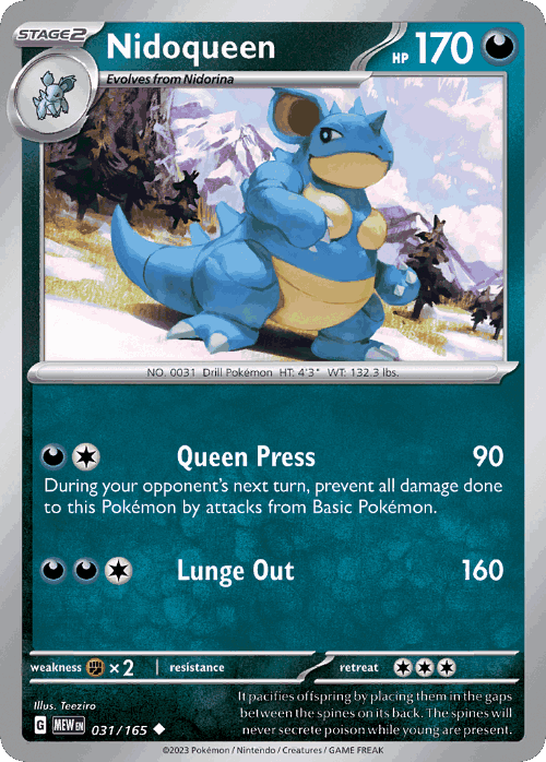 Nidoqueen #31 from 151 - Uncommon - Illustrated by Teeziro