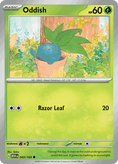 Oddish #43 from 151 - Common - Illustrated by Sekio