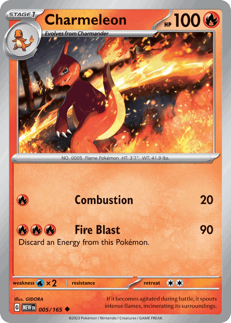 Charmeleon #5 from 151 - Uncommon - Illustrated by GIDORA