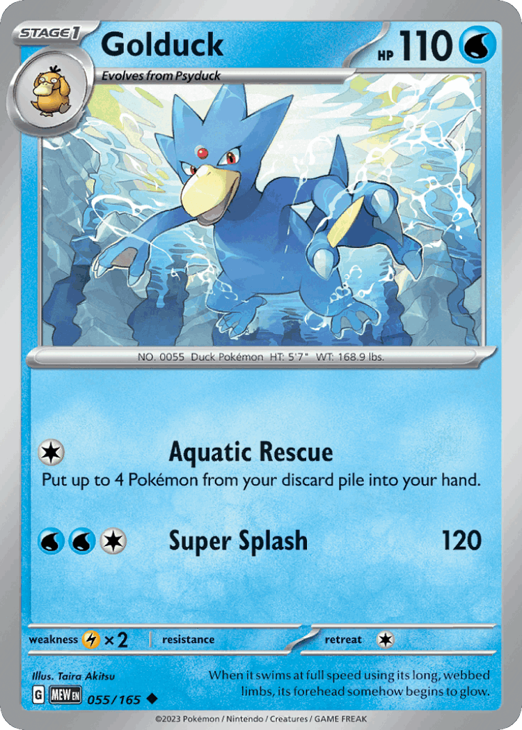 Golduck #55 from 151 - Uncommon - Illustrated by Taira Akitsu