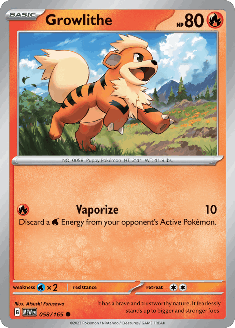 Growlithe #58 from 151 - Common - Illustrated by Atsushi Furusawa