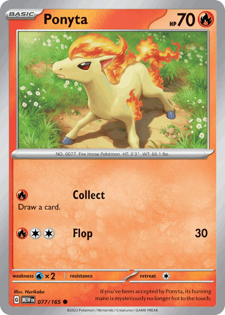 Ponyta #77 from 151 - Common - Illustrated by Nurikabe