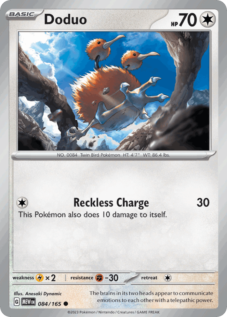 Doduo #84 from 151 - Common - Illustrated by Anesaki Dynamic