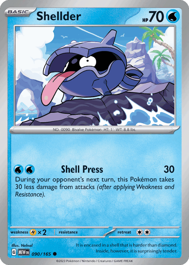 Shellder #90 from 151 - Common - Illustrated by Nelnal