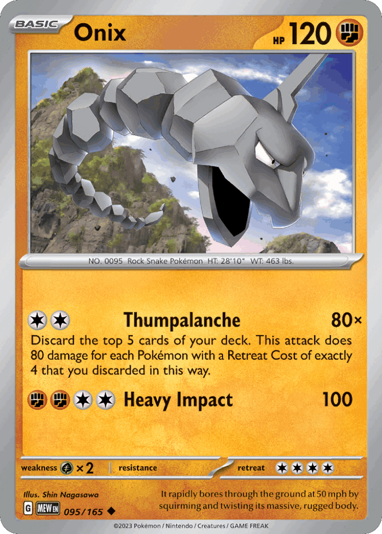 Onix #95 from 151 - Uncommon - Illustrated by Shin Nagasawa