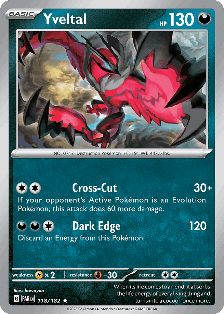 Yveltal #118 from Paradox Rift - Rare - Illustrated by kawayoo