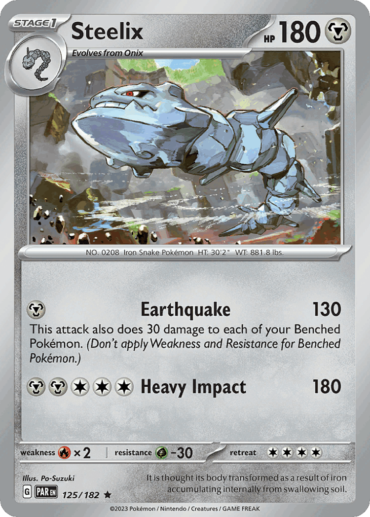 Steelix #125 from Paradox Rift - Rare - Illustrated by Po-Suzuki