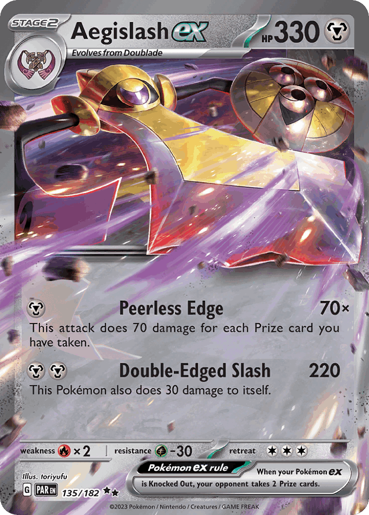 Aegislash ex #135 from Paradox Rift - Double Rare - Illustrated by toriyufu