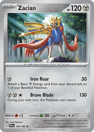 Zacian #136 from Paradox Rift - Rare - Illustrated by Tonji Matsuno