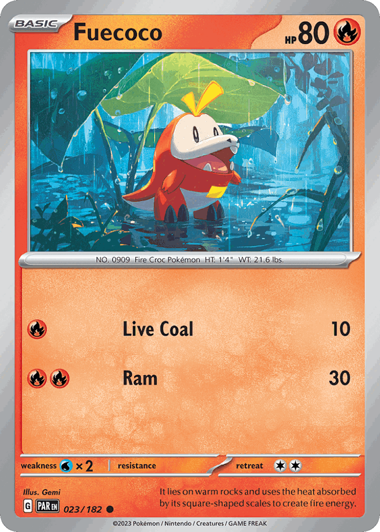 Fuecoco #23 from Paradox Rift - Common - Illustrated by Gemi