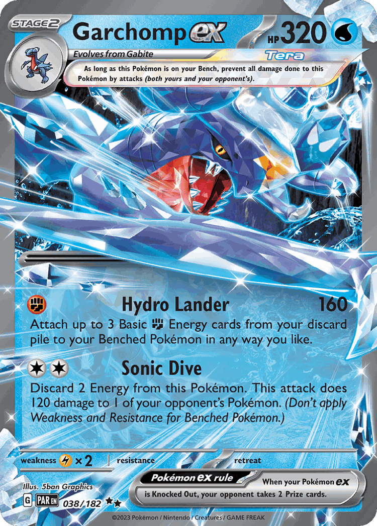Garchomp ex #38 from Paradox Rift - Double Rare - Illustrated by 5ban Graphics