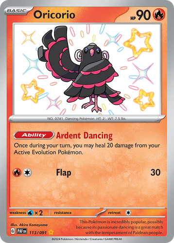 Oricorio #113 from Paldean Fates - Shiny Rare - Illustrated by Akira Komayama