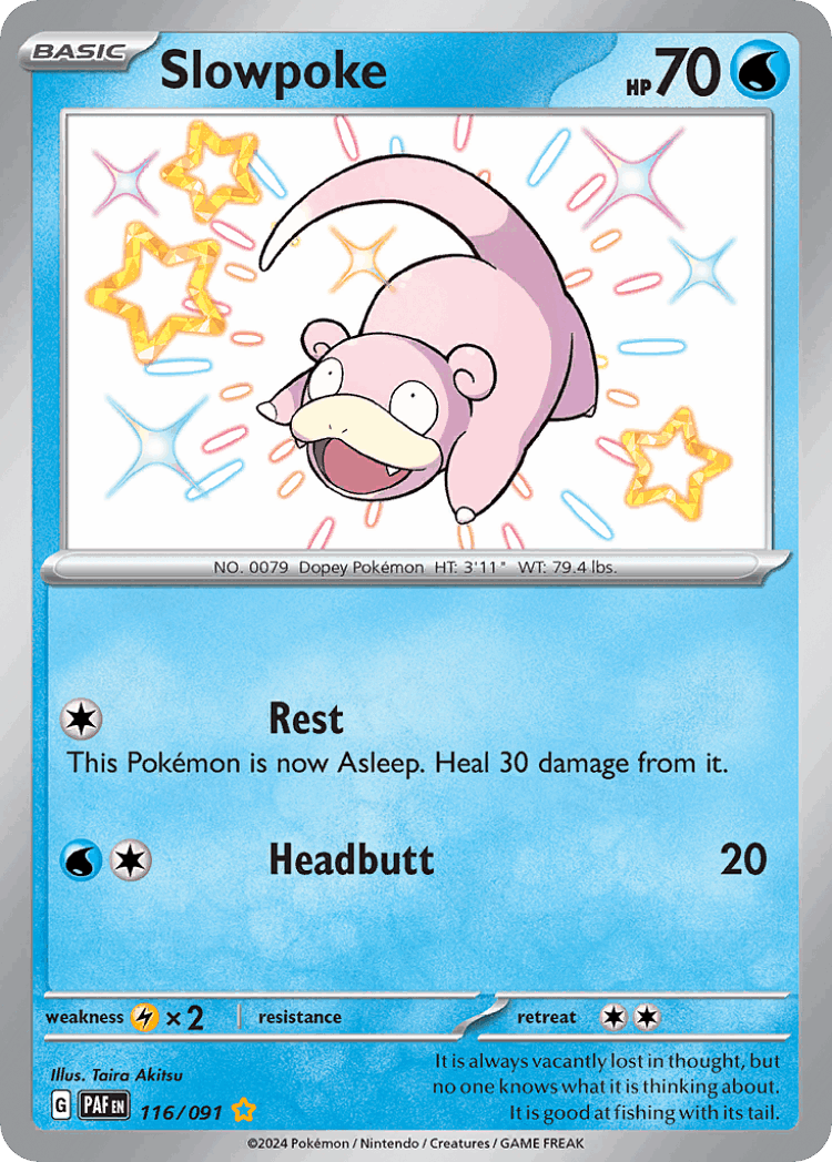 Slowpoke #116 from Paldean Fates - Shiny Rare - Illustrated by Taira Akitsu