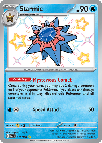 Starmie #119 from Paldean Fates - Shiny Rare - Illustrated by Shigenori Negishi