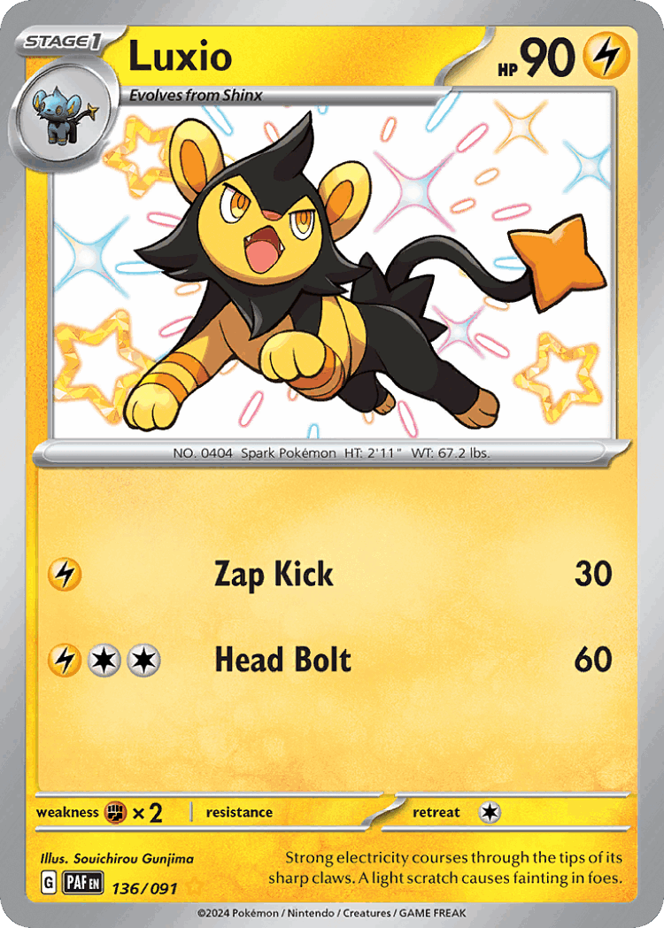 Luxio #136 from Paldean Fates - Shiny Rare - Illustrated by Souichirou Gunjima