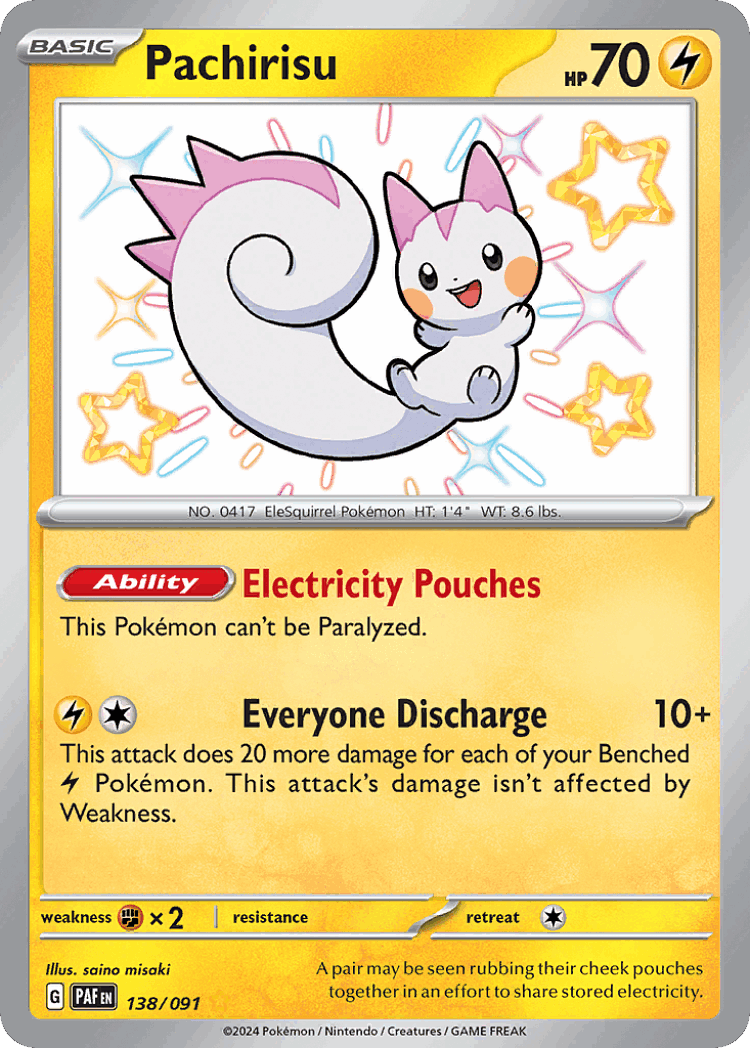 Pachirisu #138 from Paldean Fates - Shiny Rare - Illustrated by saino misaki