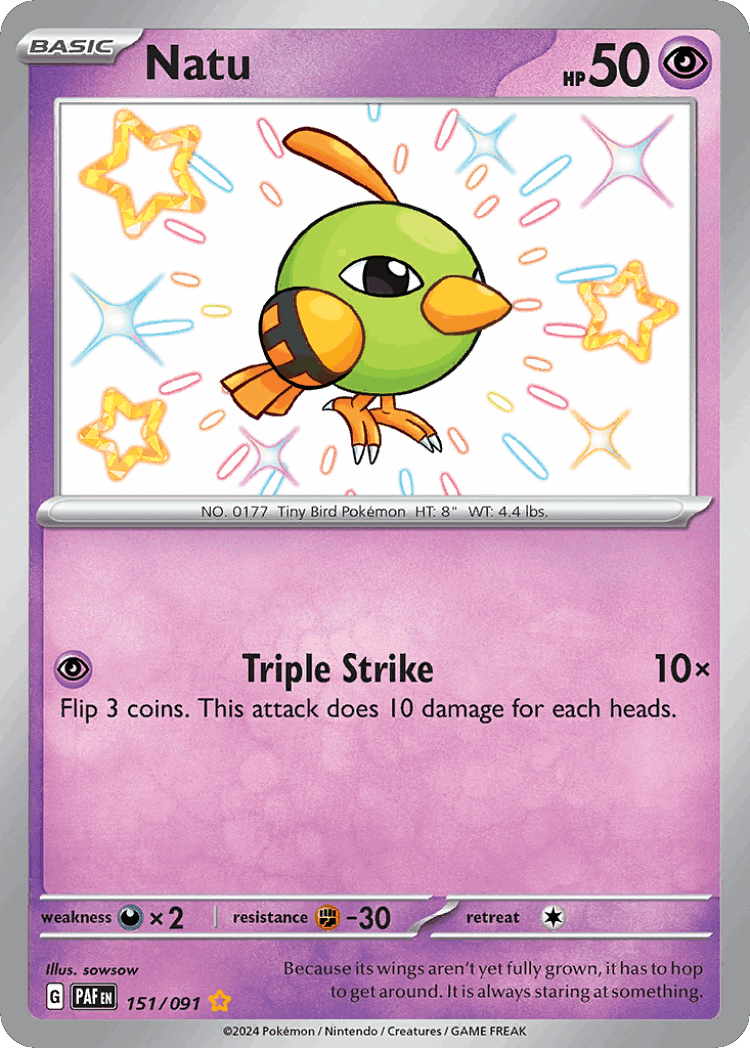 Natu #151 from Paldean Fates - Shiny Rare - Illustrated by sowsow