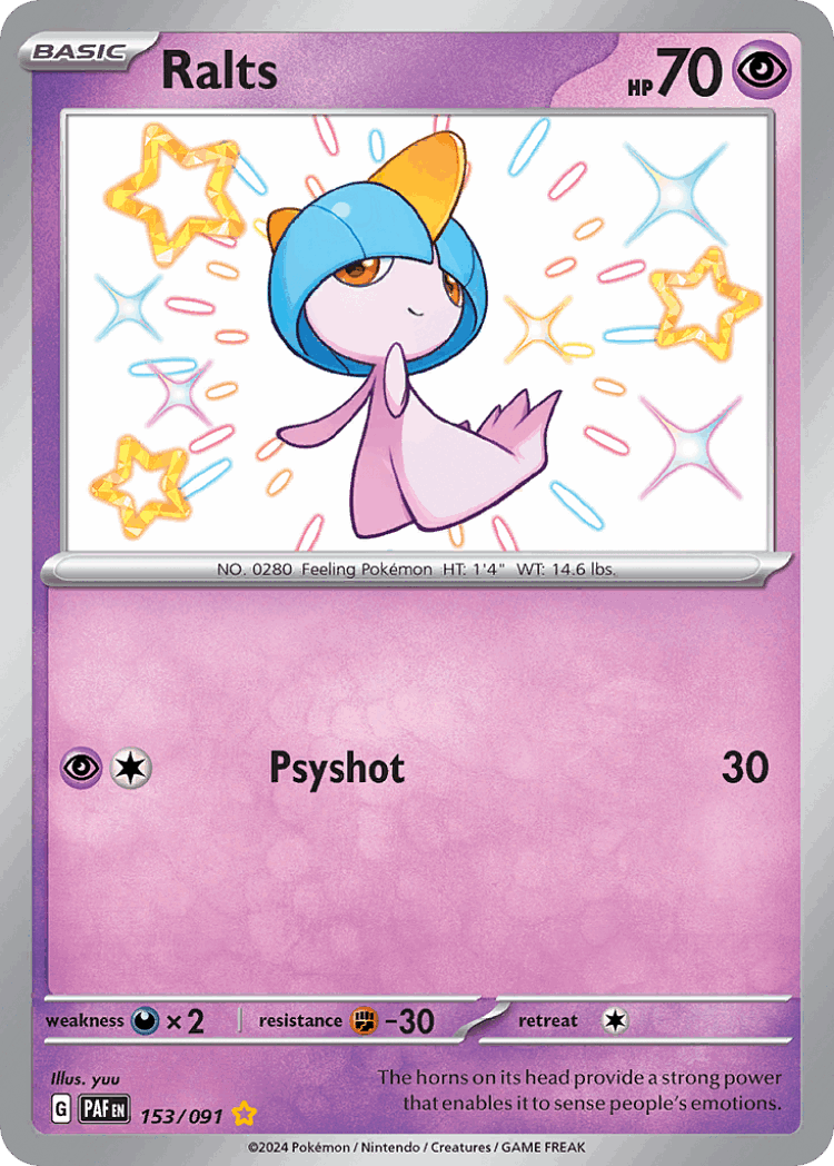 Ralts #153 from Paldean Fates - Shiny Rare - Illustrated by yuu