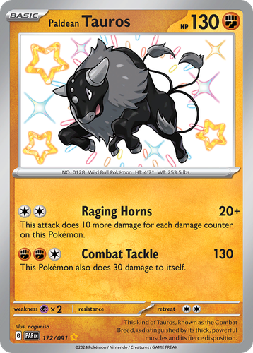Paldean Tauros #172 from Paldean Fates - Shiny Rare - Illustrated by nagimiso