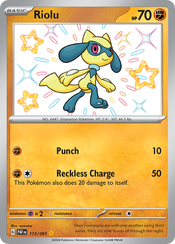 Riolu #173 from Paldean Fates - Shiny Rare - Illustrated by sowsow