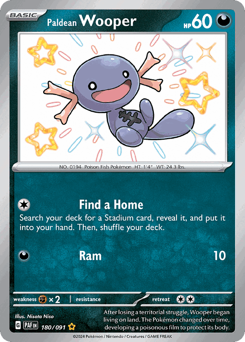 Paldean Wooper #180 from Paldean Fates - Shiny Rare - Illustrated by Nisota Niso