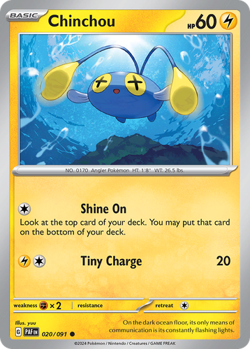 Chinchou #20 from Paldean Fates - Common - Illustrated by yuu