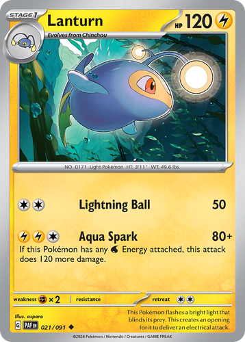Lanturn #21 from Paldean Fates - Uncommon - Illustrated by aspara