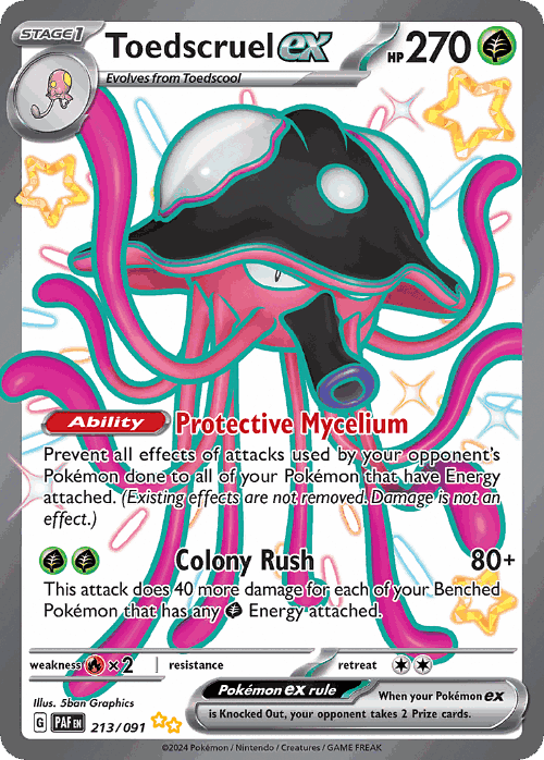 Toedscruel ex #213 from Paldean Fates - Shiny Ultra Rare - Illustrated by 5ban Graphics