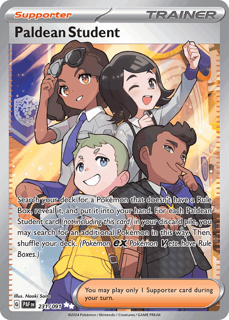 Paldean Student #231 from Paldean Fates - Ultra Rare - Illustrated by Naoki Saito