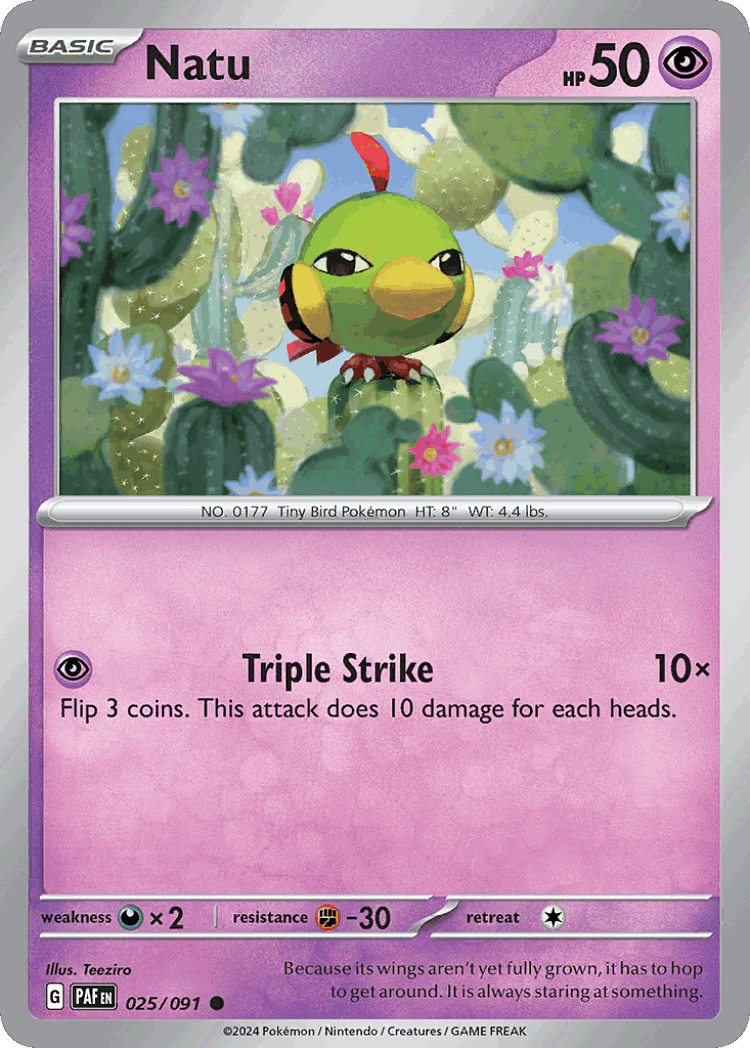 Natu #25 from Paldean Fates - Common - Illustrated by Teeziro