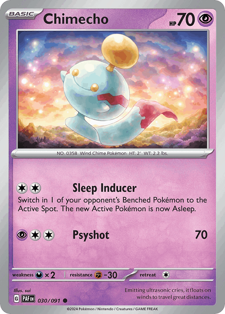 Chimecho #30 from Paldean Fates - Common - Illustrated by sui