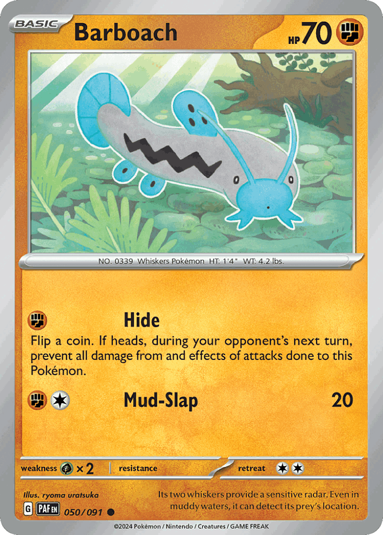 Barboach #50 from Paldean Fates - Common - Illustrated by ryoma uratsuka