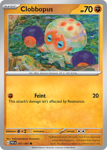 Clobbopus #51 from Paldean Fates - Common - Illustrated by Kedamahadaitai Yawarakai