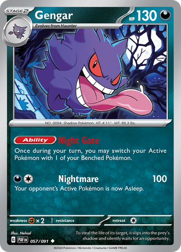 Gengar #57 from Paldean Fates - Uncommon - Illustrated by Nelnal