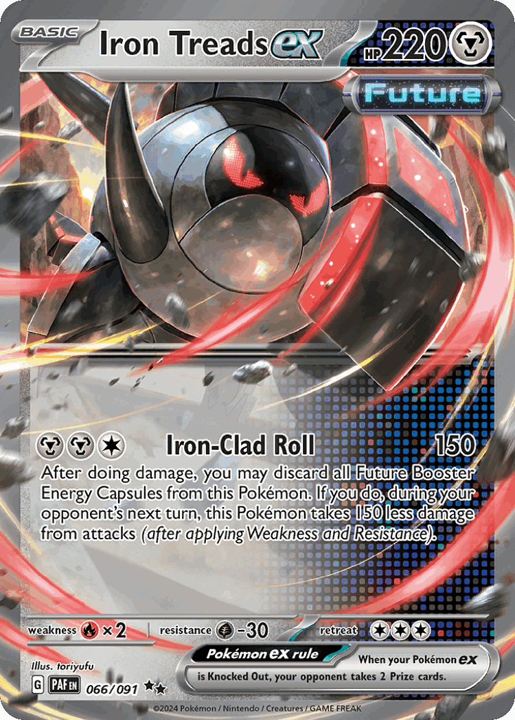 Iron Treads ex #66 from Paldean Fates - Double Rare - Illustrated by toriyufu