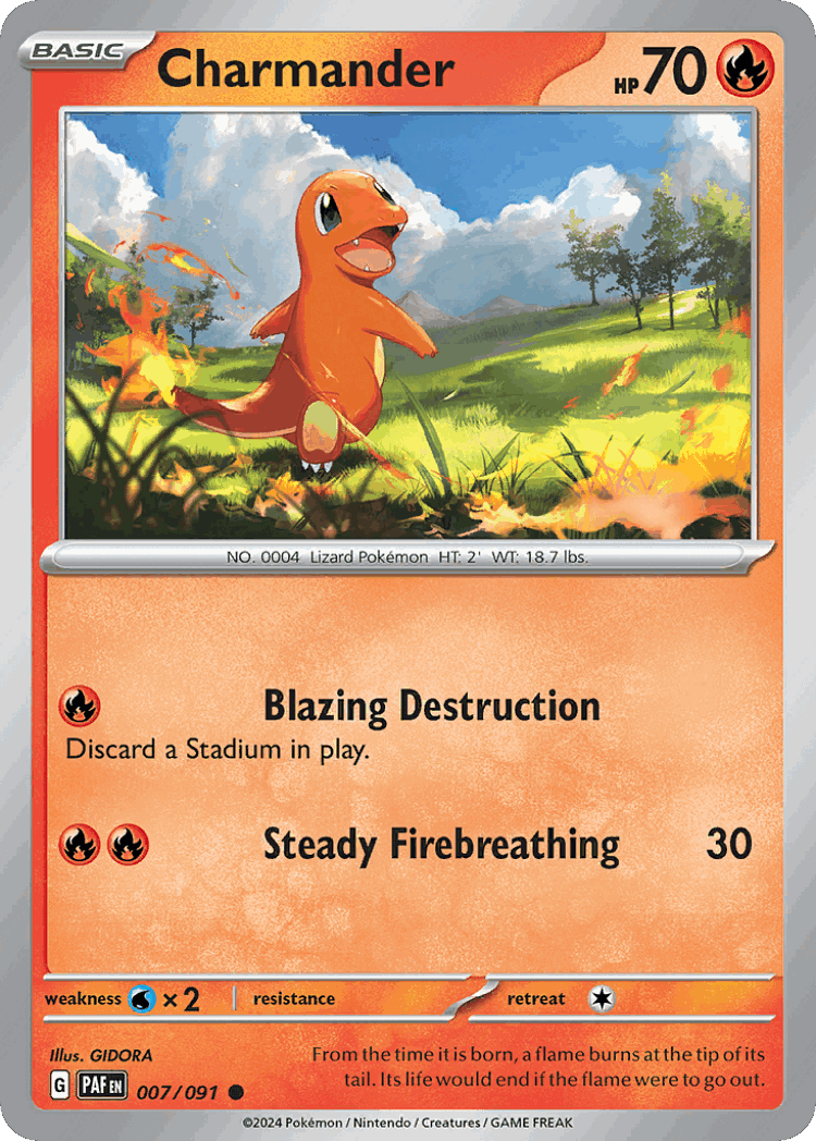 Charmander #7 from Paldean Fates - Common - Illustrated by GIDORA