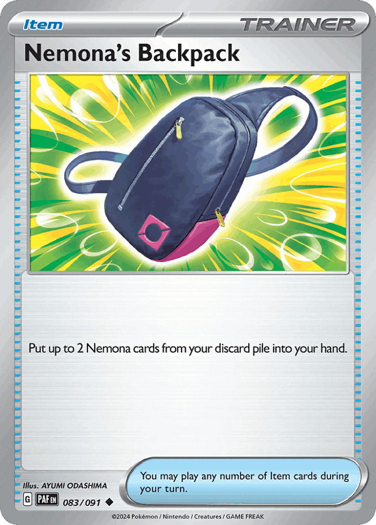 Nemona's Backpack #83 from Paldean Fates - Uncommon - Illustrated by AYUMI ODASHIMA