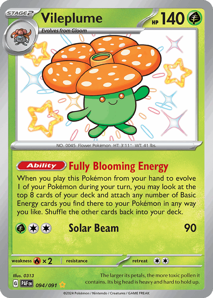 Vileplume #94 from Paldean Fates - Shiny Rare - Illustrated by 0313