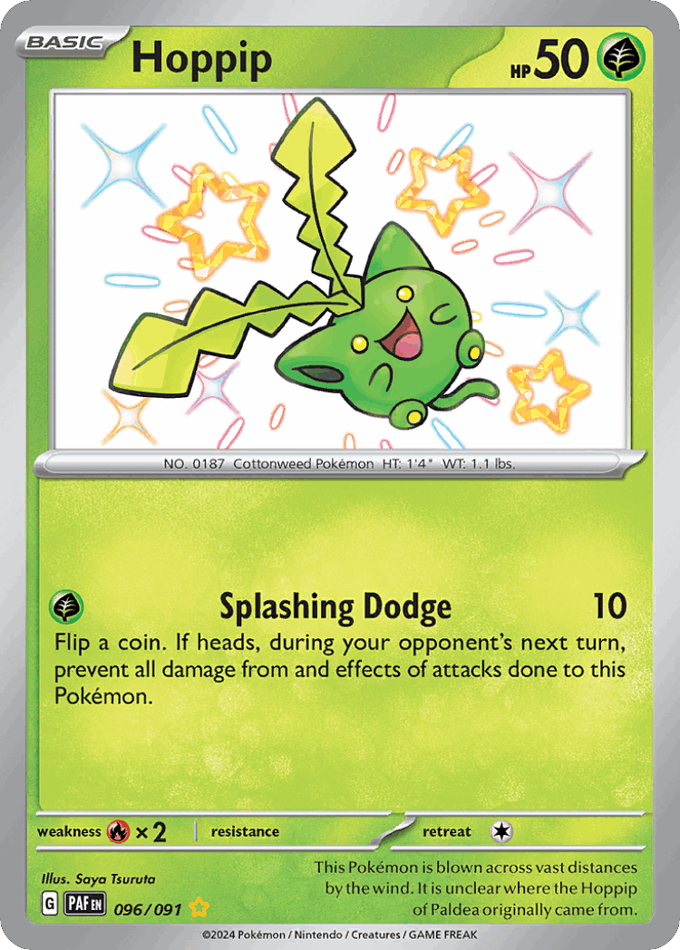 Hoppip #96 from Paldean Fates - Shiny Rare - Illustrated by Saya Tsuruta