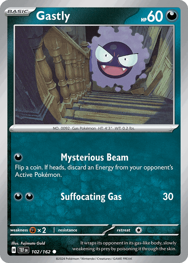 Gastly #102 from Temporal Forces - Common - Illustrated by Fujimoto Gold
