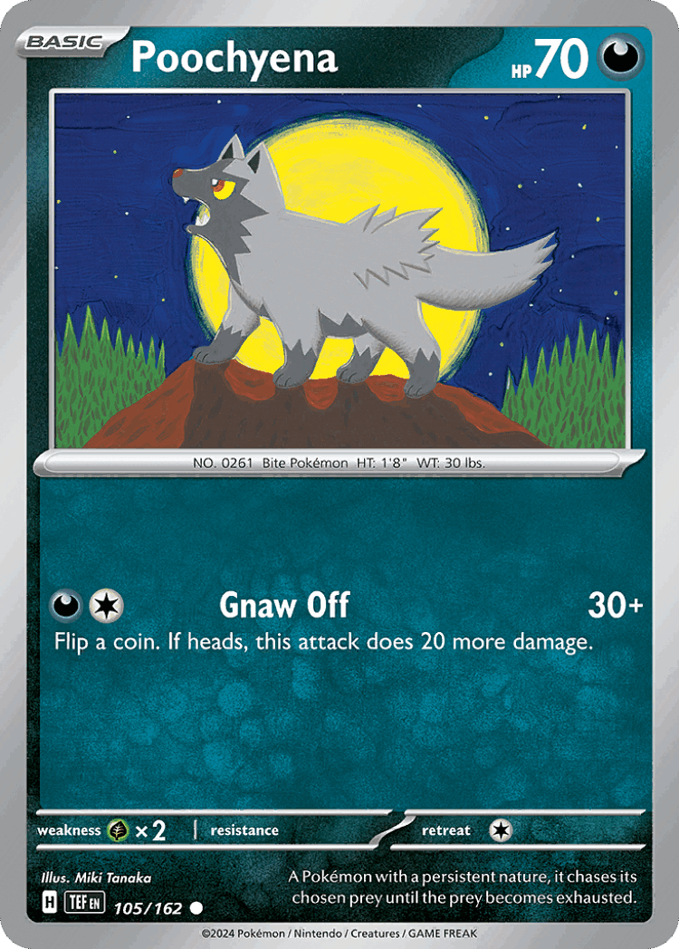 Poochyena #105 from Temporal Forces - Common - Illustrated by Miki Tanaka