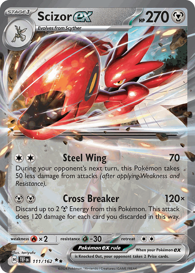 Scizor ex #111 from Temporal Forces - Double Rare - Illustrated by toriyufu