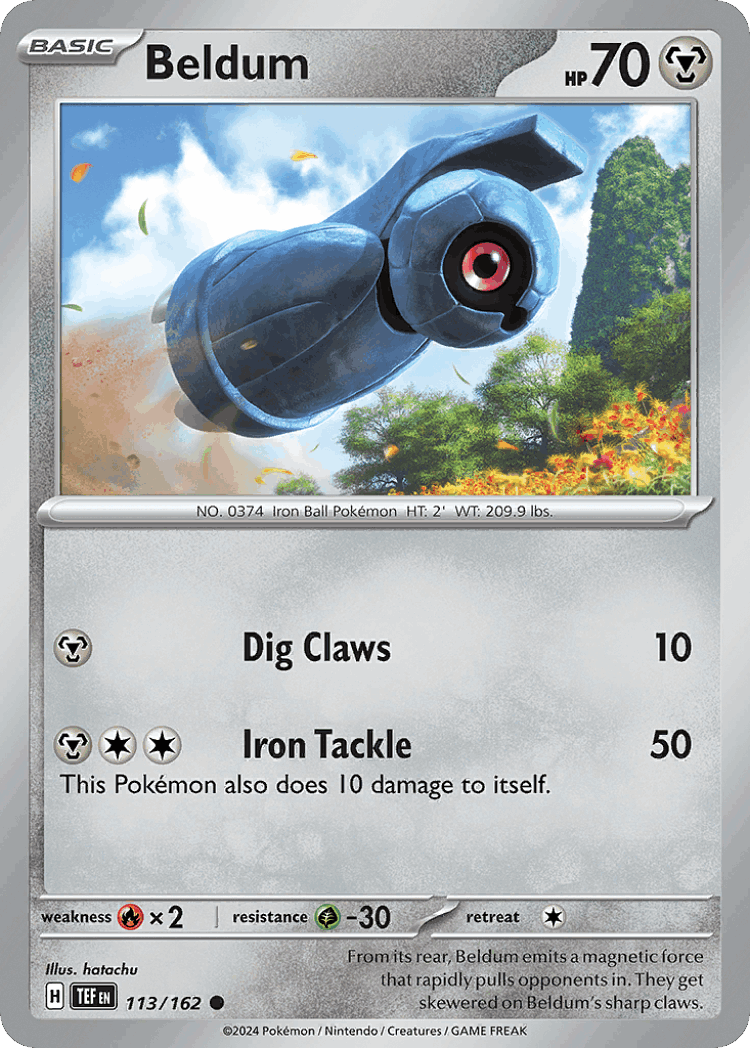 Beldum #113 from Temporal Forces - Common - Illustrated by hatachu