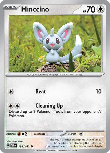 Minccino #136 from Temporal Forces - Common - Illustrated by Yuka Morii